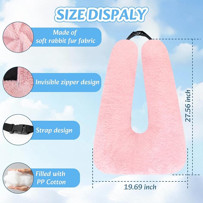 Swemos Travel Pillow, Car Pillow for Kids & Adults - Ergonomic Travel Pillows Sleeping Aid for Neck & Body Support, Car Travel Essentials Pillow on Road Trips-Pink