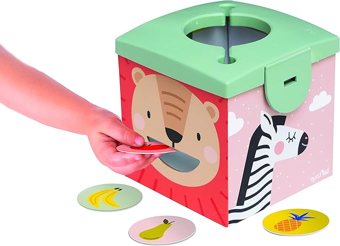Taf Toys Sensory Baby Tissue Box, Object Permanence Box, Imaginary Play for Infants & Toddlers, Montessori Square Sensory Toys Colorful Pull Scarves, Play Balls & Cards Educational Preschool Learning