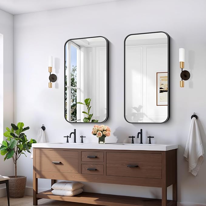 FORBATH Bathroom Mirror 20" x 40", Rectangle Black Bathroom Mirror