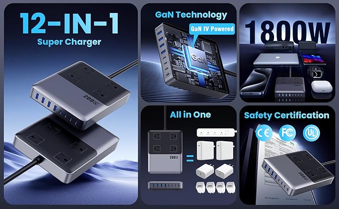 12-in-1 Charging Station USB C Power Strip