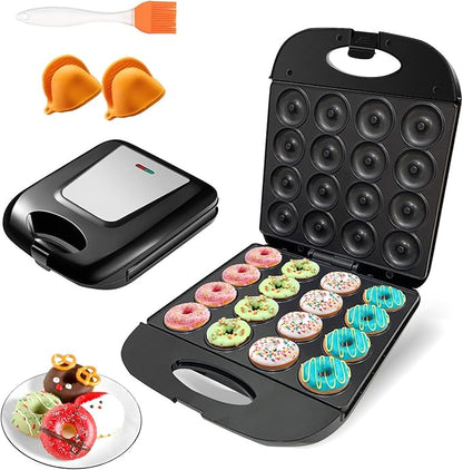 2025 Mini Donut Maker Machine for Home, Kid-Friendly 16-Hole Electric Doughnut