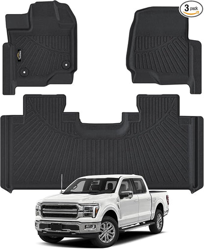 Floor Mats Custom Fit for 2015-2025 2026 Ford F150 Super Cab/Extended Cab (Not for SuperCrew Cab) All Weather TPE Rubber Floor Liners Anti-Slip Full Set for Ford F-150 SuperCab Accessories