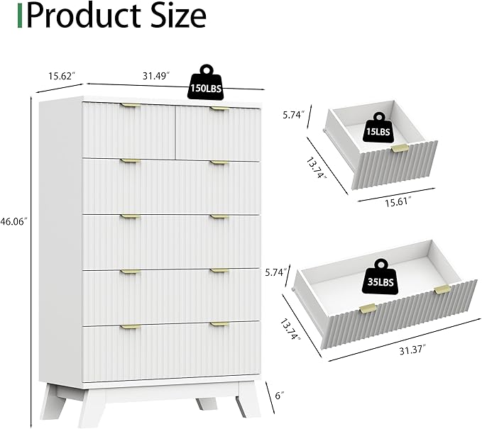 Xixini Fluted Dresser for Bedroom