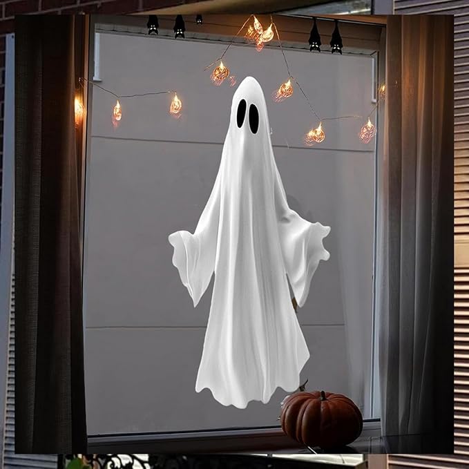 Halloween Window Clings for Glass 1 Sheets Ghost Window Decals Spooky Window Stickers Reusable Windows Cling for Halloween Fall Party Supplies Home School Office Glass Decorations
