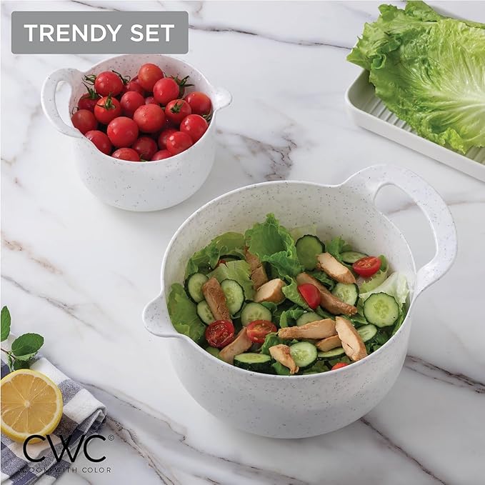 COOK WITH COLOR Nesting Plastic Mixing Bowl Set with Pour Spouts and Handles