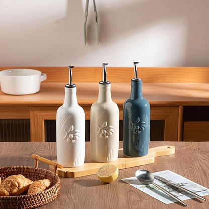 Sweejar Ceramic Olive Oil Dispenser Bottle, 17 FLOZ Oil Bottle