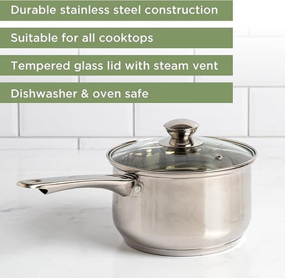 Ecolution Stainless Steel Sauce Pan, Encapsulated Induction Ready Cooking Pot