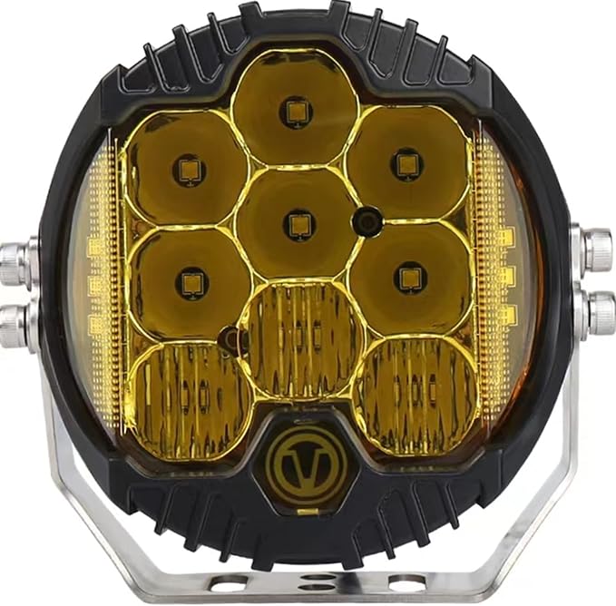 Gzminjie 7 inch 90W Amber Yellow LED Driving Light Compatible with Wrangler Off Road Vehicle ATV UTV Golf cart Lighting Trucks Pickup f150 Work Light, Pack of 1