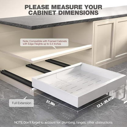 Seinloes 4 Pack Pull Out Cabinet Organizer 22" Deep, Full Extension 3 Slide