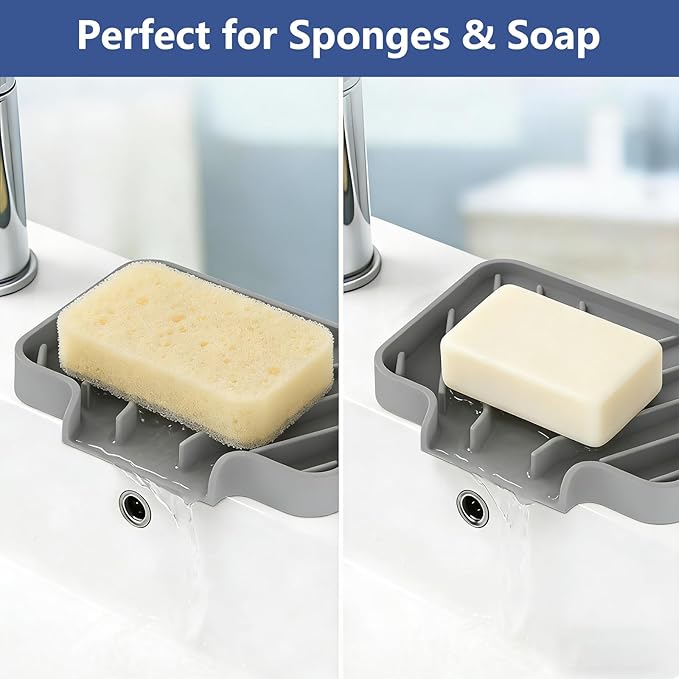 JACZZO Silicone Soap Dish for Shower and Bathroom
