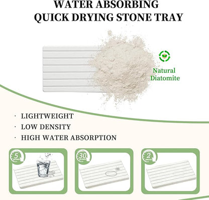 2 PCS Water Absorbing Diatomite Coasters, Stone Drying Mat