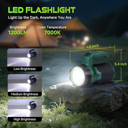 4 in 1 Modular Rechargeable Camping Lantern, Portable LED Flashlight, Outdoor Camp Fan, 4400mAh Power Bank, IPX4 Waterproof Camping Essentials Set for Emergency, Hiking, Fishing
