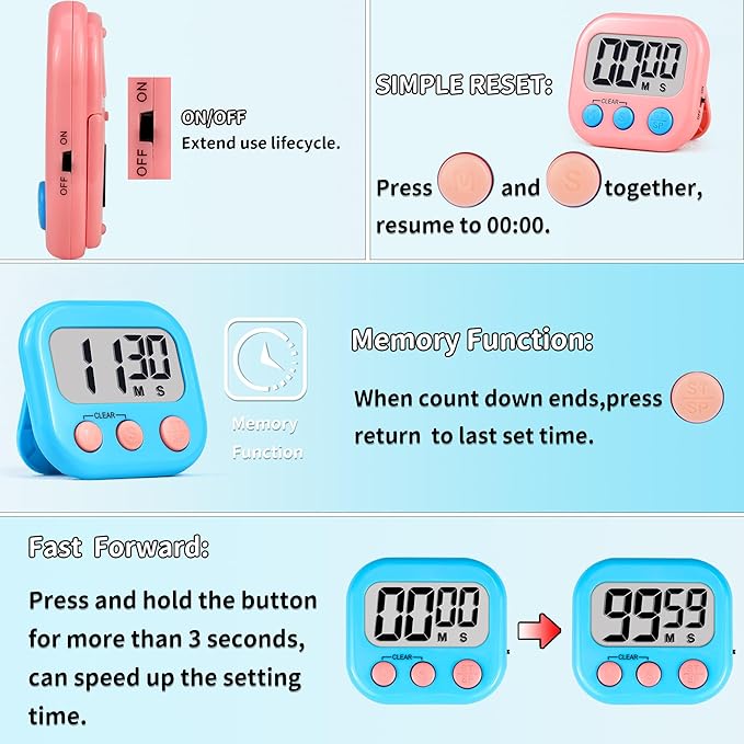 Timer for Kids Teachers Supplies Digital Kitchen Timers for Cooking Large