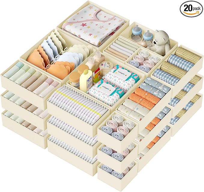 DIMJ Drawer Organizer Clothes 20 Pack