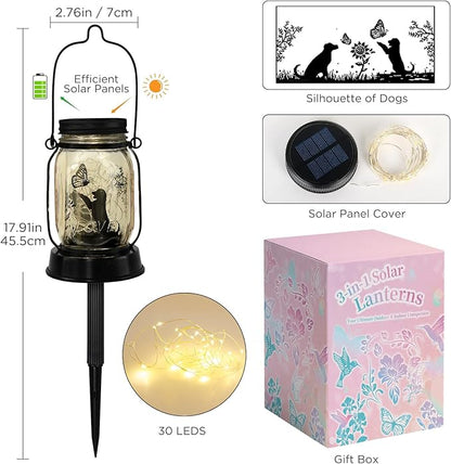 kyoryuger Dog Solar Lanterns Retriever Dog Solar Lights Golden Retriever Gifts for Women Men Dog Lovers Gifts Decorative Hanging Dog Lanterns with Stake for Yard Lawn Garden Decor Outdoor Dog Light