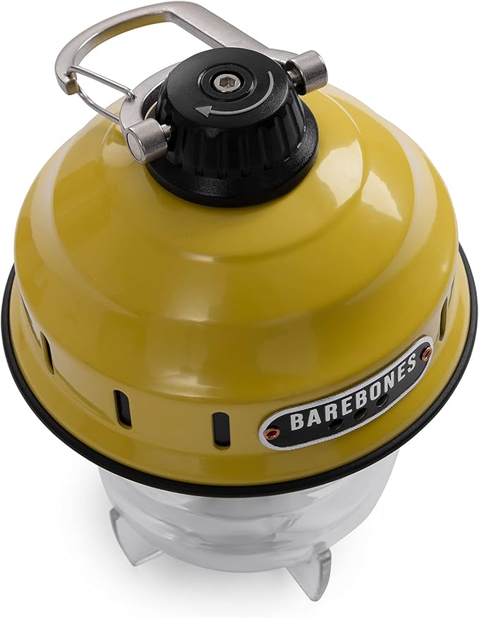 Barebones Beacon Hanging Light ??Dusty Yellow, Rechargeable LED Camping Lantern with Adjustable Brightness ??Weatherproof Vintage-Style Hanging Lantern for Outdoor Adventures and Year-Round Use
