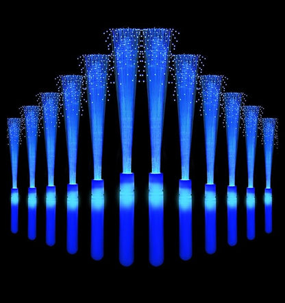 12 Pack Blue Glow Fiber Optic Wands Bulk Light Up Wand Glow Sticks with 3 Light Modes for Easter 4th of July Christmas Party Favors
