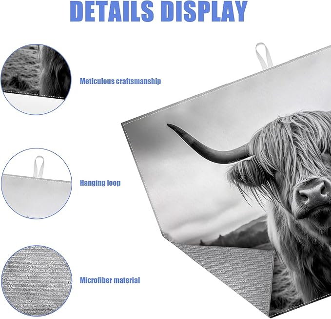 Highland Cow Dish Drying Mat for Kitchen Counter Drying Pad Absorbent