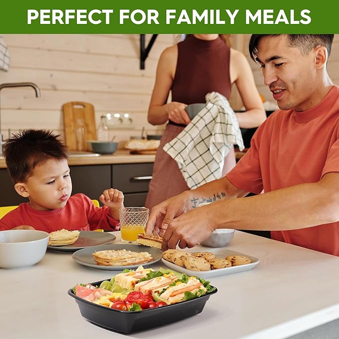 Glotoch Meal Prep Containers Reusable, 50Pack 32oz Plastic Food Prep Storage Containers with Lids,BPA Free,Microwave, Dishwasher Safe Disposable To Go Containers for Meal Plan,Single Compartment