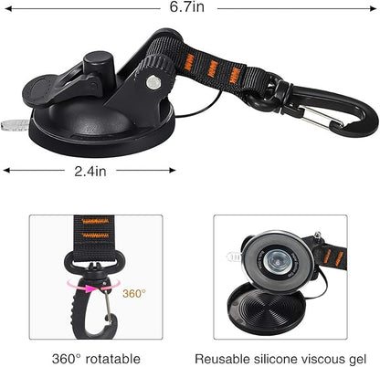 CONBOLA Suction Cups Hooks 4 Pieces Outdoor Car Camping Essentials Heavy Duty Upgraded Tie Down Suction Cup,Camper Accessories Strong Power for RV Boat Window Glass Camping Trap.(4 pcs,Orange)