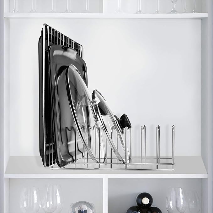 Pot Lid Organizer, Kitchen Pot Lid Rack Holder, Rest Cutting Board, Baking Sheet