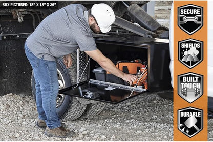 Buyers Products 1704310 Black Steel Underbody Truck Tool Box – 24 x 24 x 48 Inch - Truck Bed & Underbelly RV Storage Box, Locking T-Latch, Weather-Resistant, Heavy-Duty Flatbed Job Box, Made in USA