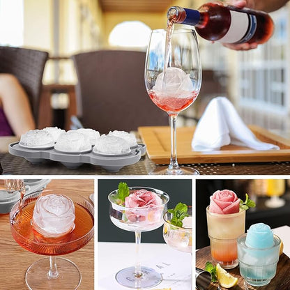 Ice Cube Tray, Mikiwon 2 inch Rose Ice Cube Trays
