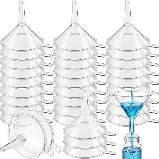 Hoolerry 50 Pcs Small Funnel for Filling Small Bottles Clear Plastic Mini
