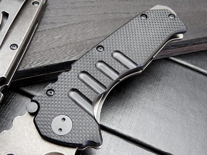 Gtk137 Folding Knife D2 Steel Blade G10 &Steel Handle EDC Tool Knife for Outdoor Camping(G10&Steel)
