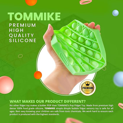 TOMMIKE Hexagon Push Pop Fidget Toy Bubble Sensory for Anxiety & Stress Relief Special Needs Autism Learning Office School Game Crafts Kids Adults (Cerulean)