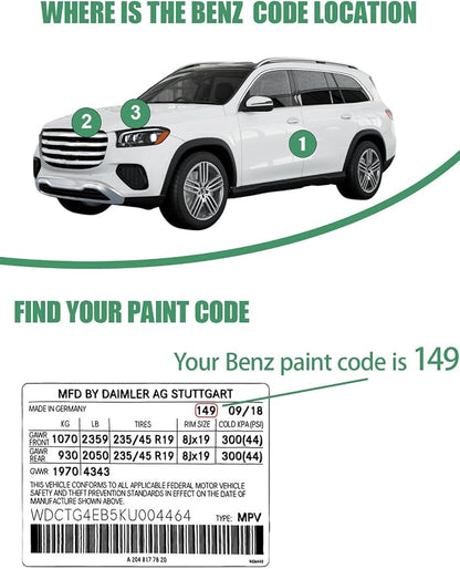590/3590 Mars Red Touch Up Paint for Mercedes Benz, Color Accurate Car Paint Scratch Repair Pen, Quick & Easy Fix Automotive Chips and Nicks