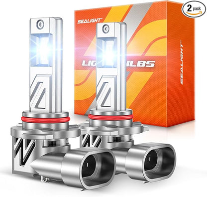 SEALIGHT HB3/9005 Light Bulb, 9X Super Bright 6500K Cool White, 9005 LED Bulbs for Car Powersports ATV/UTV, 1:1 Mini Size, 80000Hrs Lifespan, Pack of 2
