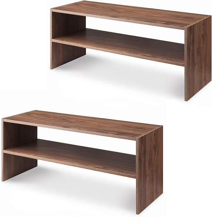Whitmor Wood Stackable 2-Shelf Shoe Rack, 24 inches，2 Pack