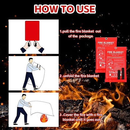Macarrie 12 Pack 39??x 39??Fire Blanket Emergency for Home and Kitchen Safety Suppression Blanket Fiberglass Fireproof Survival for Fireplace Car Office Camping (Red)