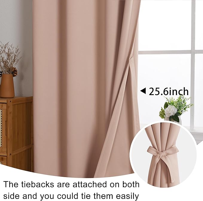 JIUZHEN Blush Pink Blackout Curtains