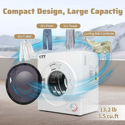 CTT Portable Clothes Dryer 3.5 cu.ft, 110V Laundry Dryer
