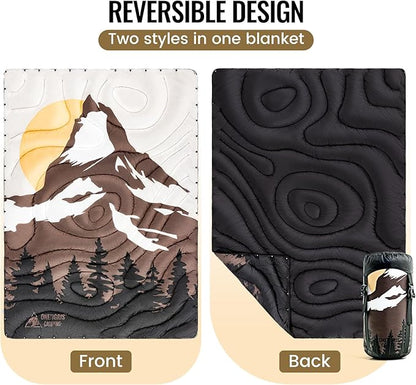 ONETIGRIS Camping Blanket,Wearable Outdoor Quilt with Recycled Thermal Insulation, Convertible to Sleeping Bag, Lightweight & Portable Travel Blanket for Camping &Hiking