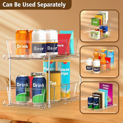 Fabspace 3-Pack Pull-Out Home Organizers, 2 Tier Clear Bathroom Organizer