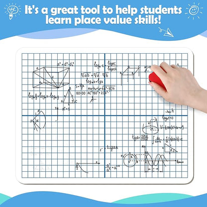 Dry Erase XY Axis Graph Whiteboard,9" x 12" Interactive Learning Coordinate Grid Double-Sided Dry Erase Board,Math Manipulatives White Board for Students,Classroom and Home,Small White Board Dry Erase