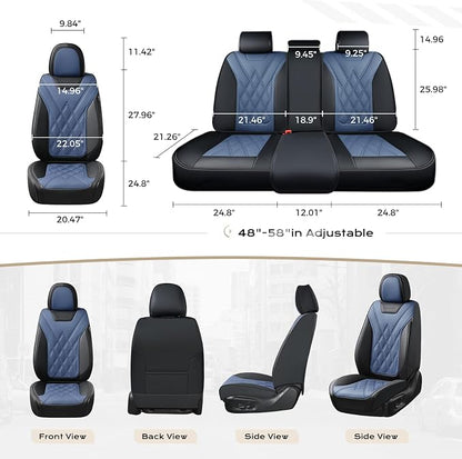 Coverado Car Seat Covers Full Set, Seat Covers for Cars, Front Seat Covers and Back Seat Cover Waterproof Leather Automotive Seat Cover, Universal Car Interior Protectors Cushion for Most Cars
