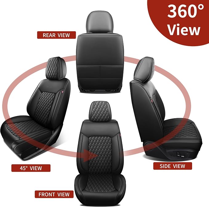 Front Car Seat Covers Set of 1,Universal Precision Fit Contoured Thick Nappa Leather Automotive Waterproof Car Seat Protector Cushion,Car Accessories for Men Women,Style1 Black
