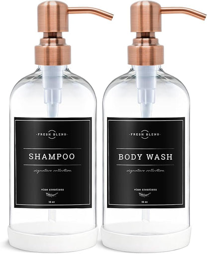 Vine Creations Clear Glass Soap Dispenser, 2 Pack Kitchen Soap Dispenser Set
