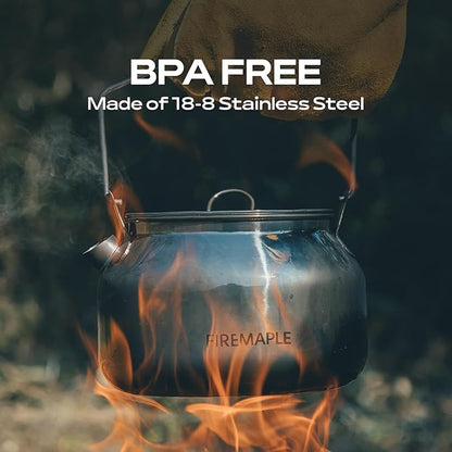 Fire-Maple Antarcti Portable 1.2 Liter Lightweight Stainless Steel Camping Kettle | Durable and Portable Camp Tea Pot | Ideal for Bushcraft and Outdoor Campfire Use