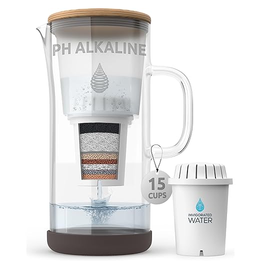 Invigorated Water pH Restore Glass Alkaline Water Pitcher