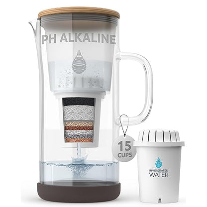 Invigorated Water pH Restore Glass Alkaline Water Pitcher