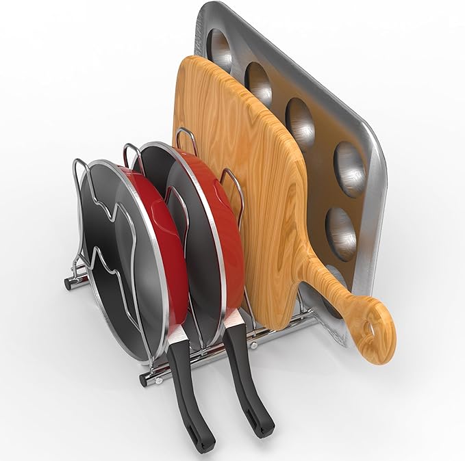 Simple Houseware Cabinet Pantry Pot and Pan Organizer Holder Rack