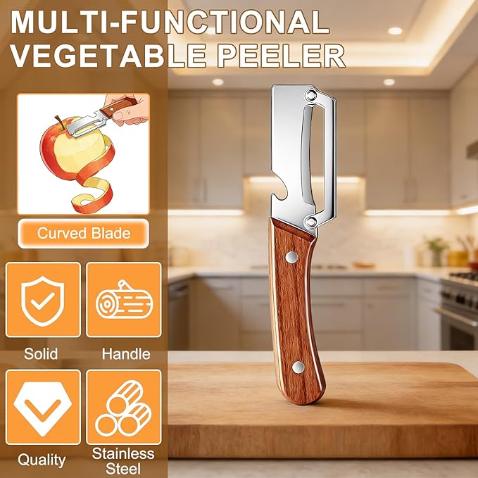 2Pcs Multi-Functional Vegetable Peeler, Zero Snag Wooden Peeler, Zero Snag