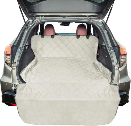 F-color SUV Cargo Liner for Dogs, Water Resistant Pet Cargo Cover Dog Seat Cover Mat for SUVs Sedans Vans with Bumper Flap Protector, Non-Slip, Large Size Universal Fit, Beige