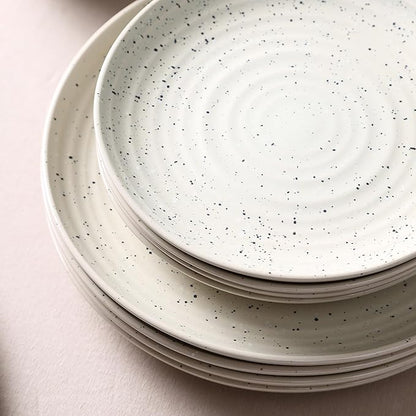 Stone Lain Dua 4-Piece Dinner Plate Set Stoneware, White