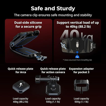 SMALLRIG Universal Three-in-One Camera Clip Kit, Quick Release System, Backpack